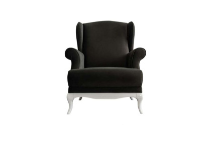 Armchair Single Seater Fabric Living room Classic Black Upholstery Seater